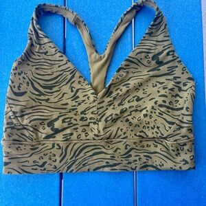 Athleta Animal Print Sports Bra Size Large Olive & Black